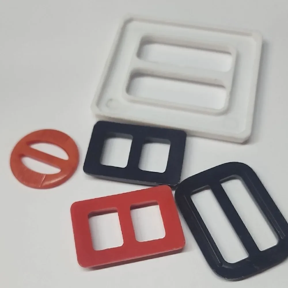 Vintage  Black Blue Red Orange White Belt Buckles Mod Style Scarf Slides